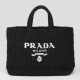 Migliore Repliche Prada Large Crochet Tote Bag Raffia-effect Yarn Nero Economiche Outlet Online