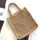 Migliore Repliche Prada Small Tote Bag Raffia Intrecciata Beige Economiche Outlet Online