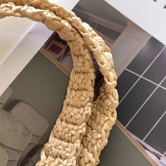 Migliore Repliche Prada Small Tote Bag Raffia Intrecciata Beige Economiche Outlet Online
