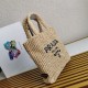 Miglior Falso Prada Small Crochet Tote Bag Raffia-effect Yarn Beige Economiche Premium