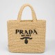 Miglior Falso Prada Small Crochet Tote Bag Raffia-effect Yarn Beige Economiche Premium