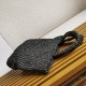 Perfette Qualità Repliche Borsa tote piccola Prada all'uncinetto in filato effetto rafia nero Imitazione