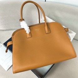 Perfette Qualità Repliche Prada Large Tote Bag con Fibbie Marrone Imitazione