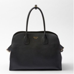Miglior Falso Prada Large Tote Bag con Fibbie Nero Economiche Premium