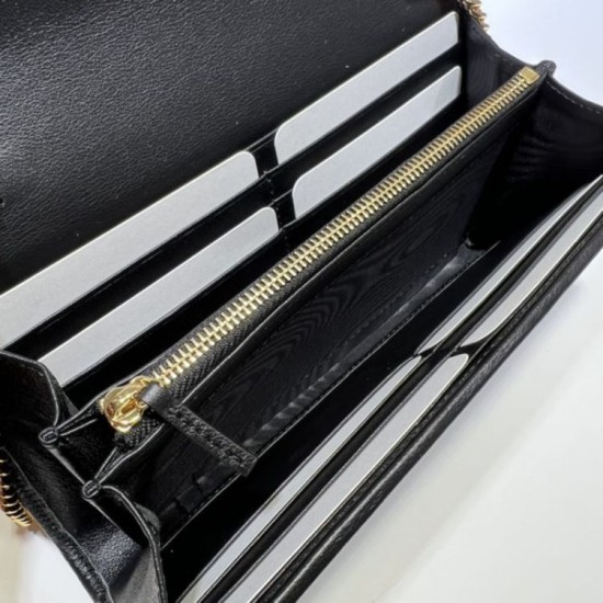 Migliore Repliche Portafoglio con catena continentale Gucci Blondie 725215 nero Economiche Outlet Online