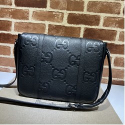 Replica perfetta Gucci Jumbo GG Borsa a tracolla media da uomo 760234 Nero Imitazione Outlet Online