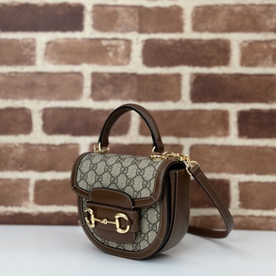 Replica perfetta Borsa mini con manico superiore Gucci Horsebit 1955 781387 marrone Imitazione Outlet Online
