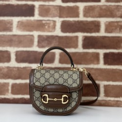 Replica perfetta Borsa mini con manico superiore Gucci Horsebit 1955 781387 marrone Imitazione Outlet Online