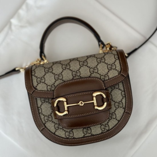 Replica perfetta Borsa mini con manico superiore Gucci Horsebit 1955 781387 marrone Imitazione Outlet Online