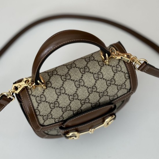 Replica perfetta Borsa mini con manico superiore Gucci Horsebit 1955 781387 marrone Imitazione Outlet Online