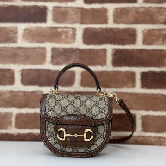 Replica perfetta Borsa mini con manico superiore Gucci Horsebit 1955 781387 marrone Imitazione Outlet Online