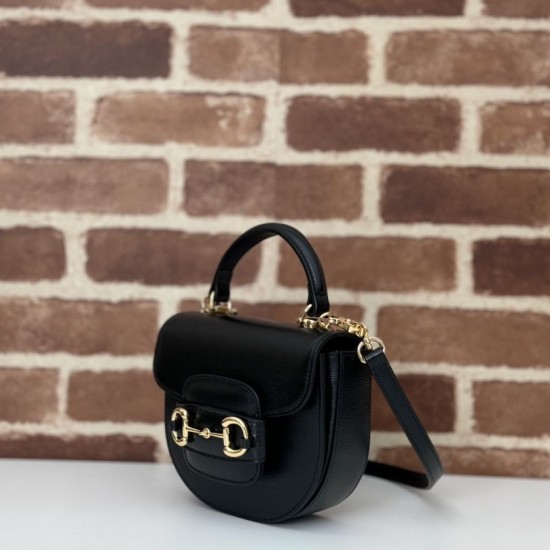 Migliore Repliche Borsa mini con manico superiore Gucci Horsebit 1955 781387 nero Economiche Outlet Online