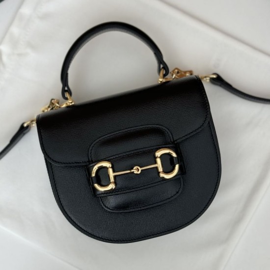 Migliore Repliche Borsa mini con manico superiore Gucci Horsebit 1955 781387 nero Economiche Outlet Online