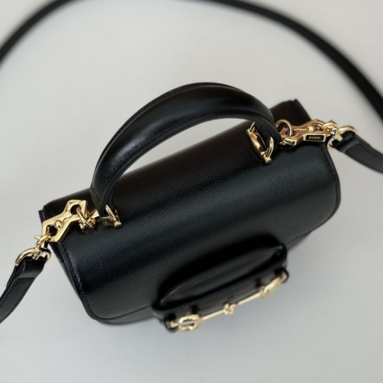 Migliore Repliche Borsa mini con manico superiore Gucci Horsebit 1955 781387 nero Economiche Outlet Online