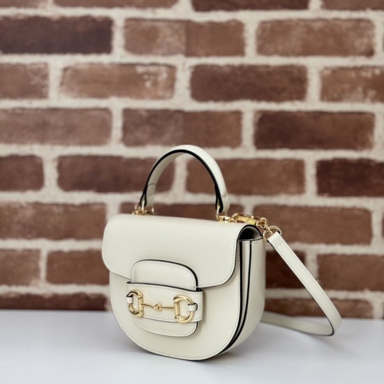 Perfette Qualità Repliche Borsa mini con manico superiore Gucci Horsebit 1955 781387 beige Imitazione