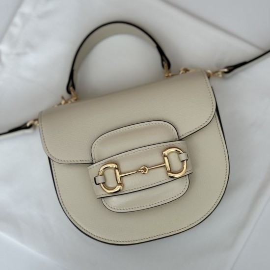 Perfette Qualità Repliche Borsa mini con manico superiore Gucci Horsebit 1955 781387 beige Imitazione