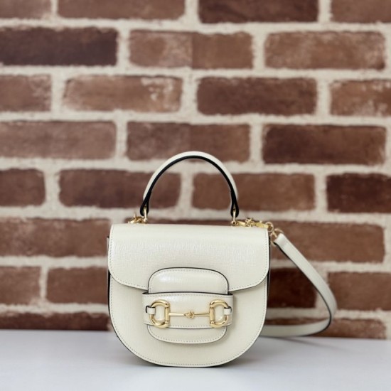 Perfette Qualità Repliche Borsa mini con manico superiore Gucci Horsebit 1955 781387 beige Imitazione