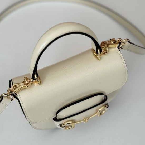 Perfette Qualità Repliche Borsa mini con manico superiore Gucci Horsebit 1955 781387 beige Imitazione