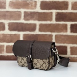 Migliore Repliche Borsa super mini Gucci GG bicolore 795213 marrone Economiche Outlet Online