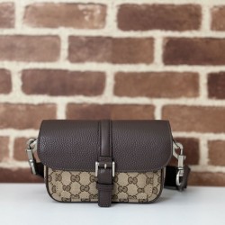 Migliore Repliche Borsa super mini Gucci GG bicolore 795213 marrone Economiche Outlet Online