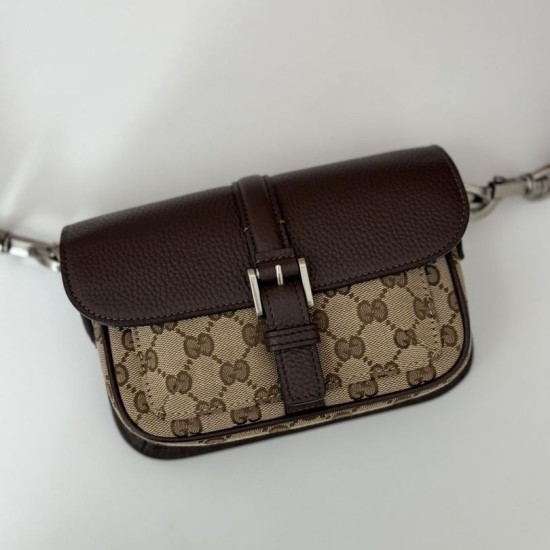 Migliore Repliche Borsa super mini Gucci GG bicolore 795213 marrone Economiche Outlet Online