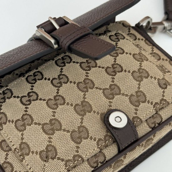 Migliore Repliche Borsa super mini Gucci GG bicolore 795213 marrone Economiche Outlet Online