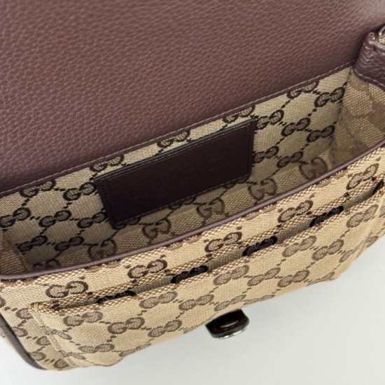 Migliore Repliche Borsa super mini Gucci GG bicolore 795213 marrone Economiche Outlet Online