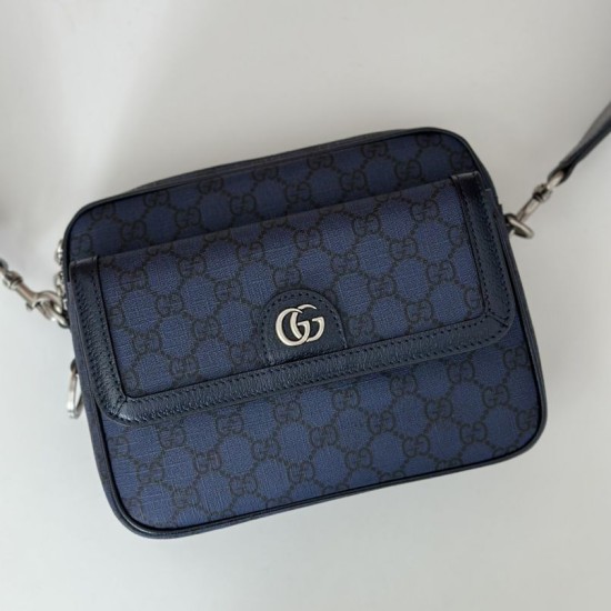 Migliore Repliche Borsa a tracolla piccola Gucci Ophidia da uomo 802170 blu scuro Economiche Outlet Online