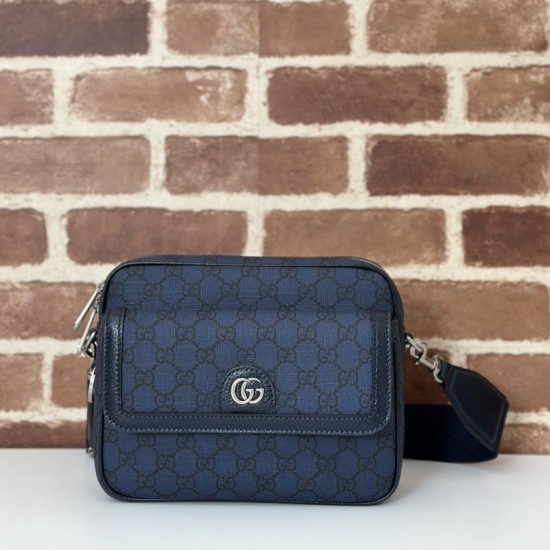 Migliore Repliche Borsa a tracolla piccola Gucci Ophidia da uomo 802170 blu scuro Economiche Outlet Online