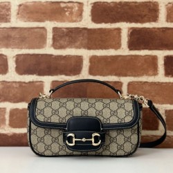 Replica perfetta Gucci 815206 Horsebit 1955 Borsa piccola morbida con manico superiore Nero Imitazione Outlet Online