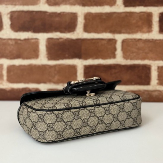 Replica perfetta Gucci 815206 Horsebit 1955 Borsa piccola morbida con manico superiore Nero Imitazione Outlet Online