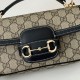 Replica perfetta Gucci 815206 Horsebit 1955 Borsa piccola morbida con manico superiore Nero Imitazione Outlet Online