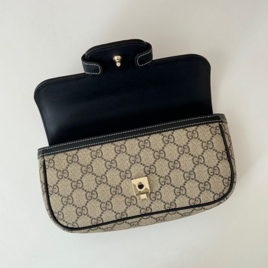 Replica perfetta Gucci 815206 Horsebit 1955 Borsa piccola morbida con manico superiore Nero Imitazione Outlet Online