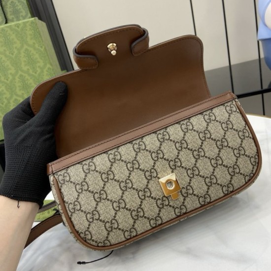 Perfette Qualità Repliche Gucci 815206 Horsebit 1955 Soft piccola borsa con manico superiore Marrone Imitazione