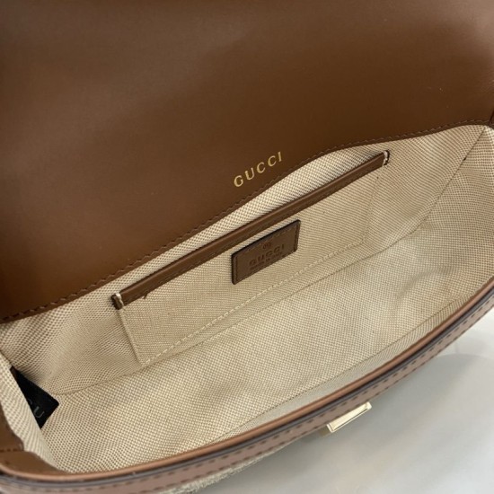 Perfette Qualità Repliche Gucci 815206 Horsebit 1955 Soft piccola borsa con manico superiore Marrone Imitazione