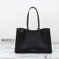 Perfette Qualità Repliche Gucci GG Emblem borsa tote media 815213 Nero Imitazione