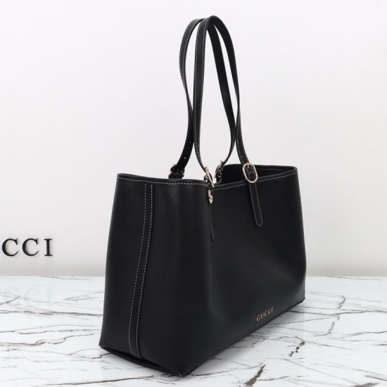 Miglior Falso Borsa tote media Gucci GG Emblem 815213 nero Economiche Premium