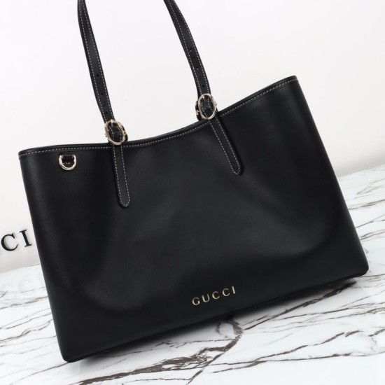 Miglior Falso Borsa tote media Gucci GG Emblem 815213 nero Economiche Premium
