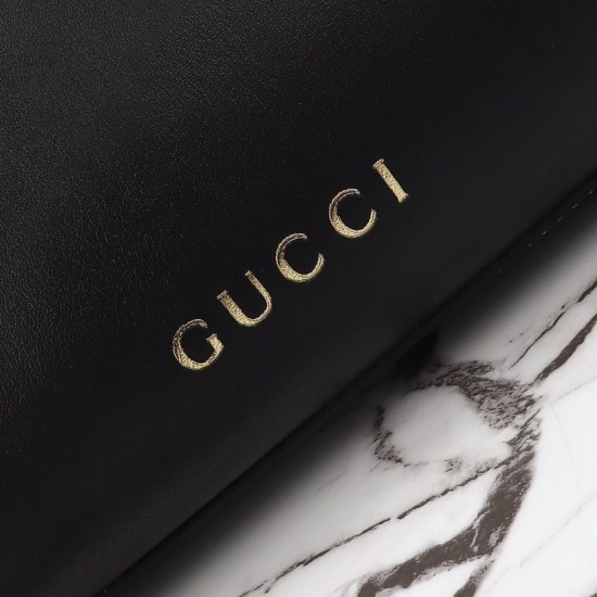 Miglior Falso Borsa tote media Gucci GG Emblem 815213 nero Economiche Premium
