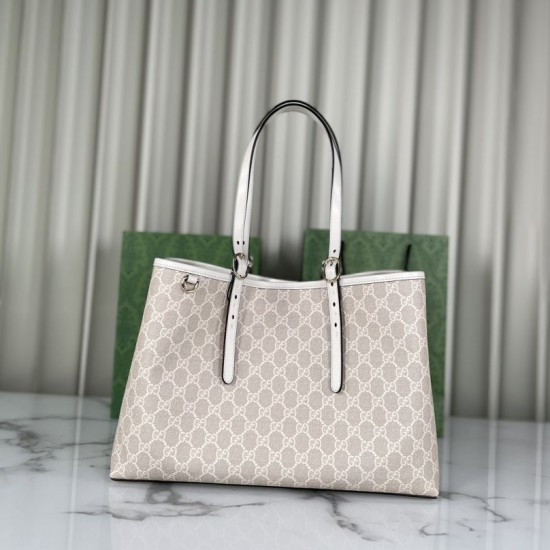 Replica perfetta Gucci GG Emblem borsa tote media 815213 Beige Imitazione Outlet Online