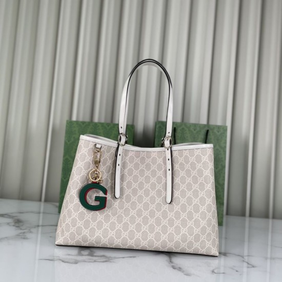 Replica perfetta Gucci GG Emblem borsa tote media 815213 Beige Imitazione Outlet Online