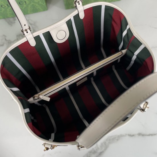 Replica perfetta Gucci GG Emblem borsa tote media 815213 Beige Imitazione Outlet Online