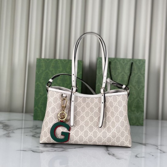 Repliche Borsa tote piccola Gucci GG Emblem 815214 Beige Imitazioni Premium Replica perfetta Borsa tote piccola Gucci GG Emblem 815214 Beige Imitazione Outlet Online