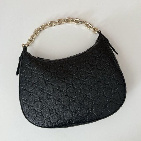 Migliore Repliche Gucci 820453 Borsa a tracolla media GG Emblem Nero Economiche Outlet Online