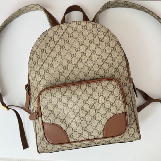 Migliore Repliche Gucci 821159 GG Emblem zaino medio Marrone Economiche Outlet Online