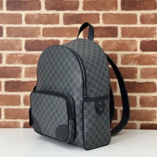 Migliore Repliche Gucci 821159 GG Emblem zaino medio Nero Economiche Outlet Online