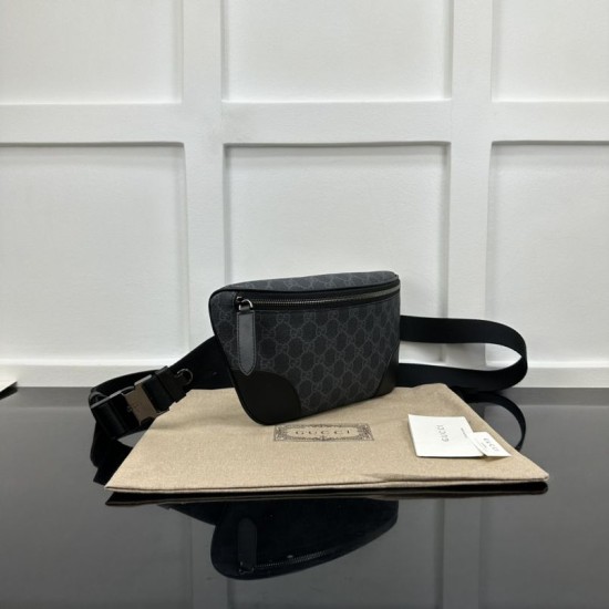 Migliore Repliche Gucci GG Emblem Marsupio medio 821162 Nero Economiche Outlet Online