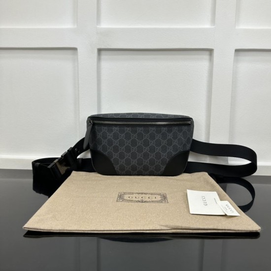Migliore Repliche Gucci GG Emblem Marsupio medio 821162 Nero Economiche Outlet Online