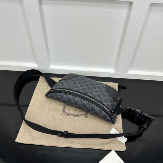 Migliore Repliche Gucci GG Emblem Marsupio medio 821162 Nero Economiche Outlet Online