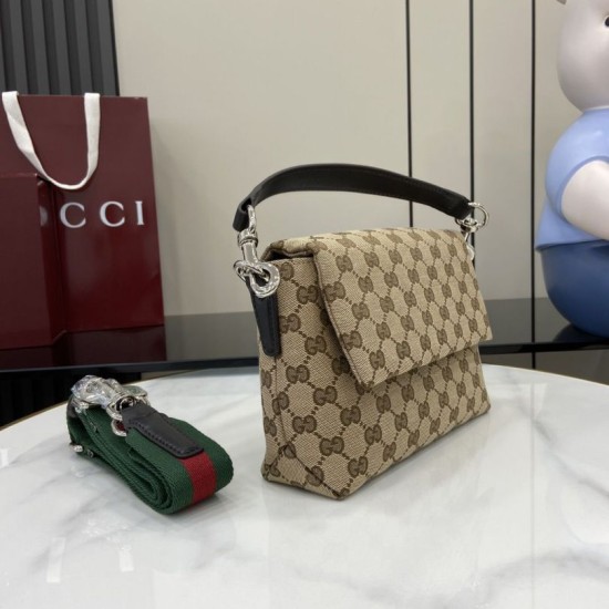 Migliore Repliche Gucci Borsa a tracolla piccola GG uomo con Web 821617 Marrone Economiche Outlet Online